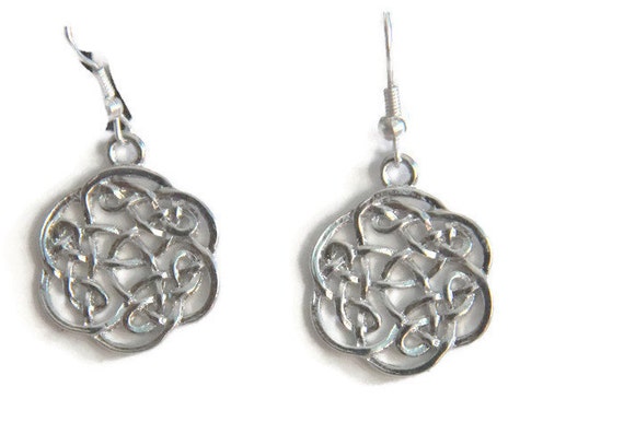 Long Silver Celtic Knot Earrings Celtic jewelry Silver Jewelry Celtic Earrings