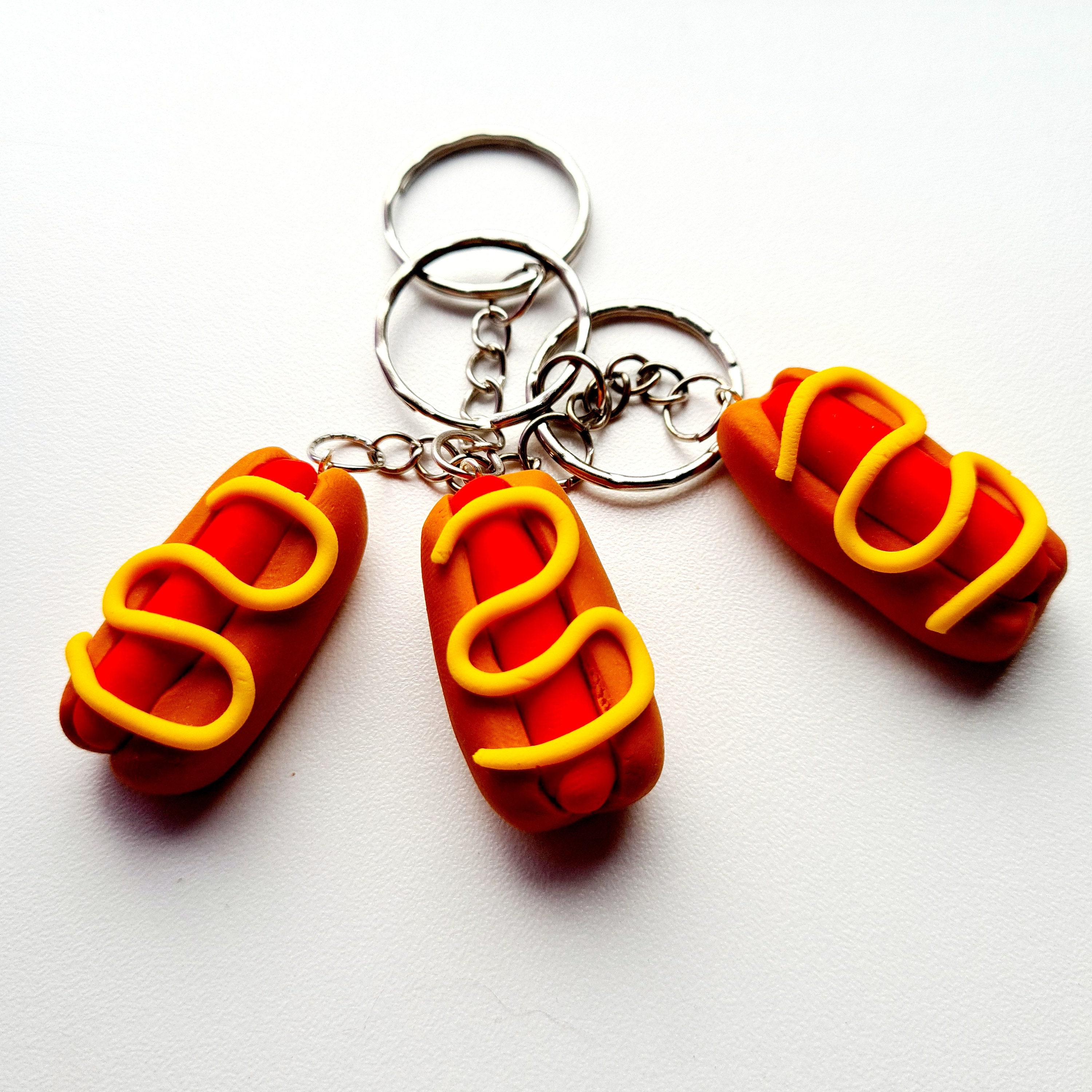  Realistic Handmade Hot Dog Keychain, Durable Clip On