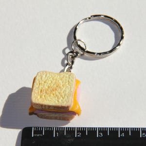 Grilled cheese keychain, Sandwich keychain, ham and cheese sandwich keychain, sandwich Planner Charm, food charm, realistic food, miniature image 4