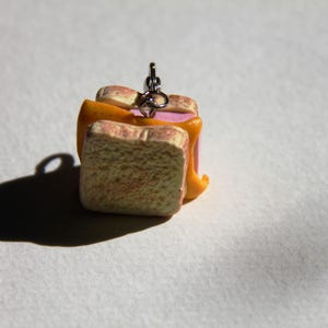 Grilled cheese keychain, Sandwich keychain, ham and cheese sandwich keychain, sandwich Planner Charm, food charm, realistic food, miniature image 2