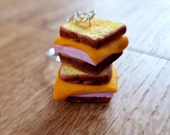 Mini Grilled Cheese Sandwich Charm: Kawaii Food Keychain, Necklace