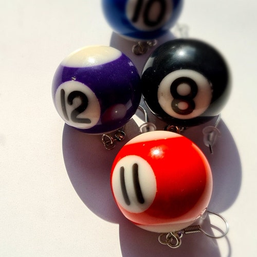Snooker / Pool / Black 8 Ball / Game / Sport Stud Earrings 1 Etsy
