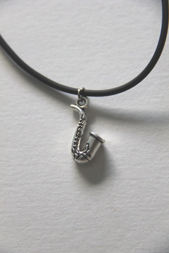 Saxophone Necklace Silver Saxophone Necklace Music Gift Etsy