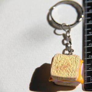 Grilled cheese keychain, Sandwich keychain, ham and cheese sandwich keychain, sandwich Planner Charm, food charm, realistic food, miniature image 5