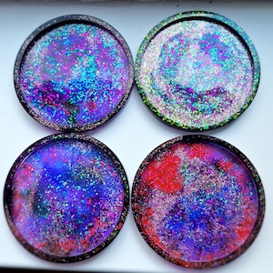 Galaxy coaster, colorful coaster, resin coaster, Galaxy-Themed Resin Coasters – Set of 2 or 4