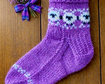Ladies Fyne Flock Socks Aran Knitting Pattern Knitted on Straight Needles