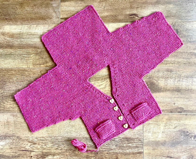 Simple One Piece DK, Aran or Chunky Cardigan Knitting Pattern for