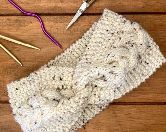 Ladies Aran Braided Cable Head Warmer Head Band Knitting Pattern