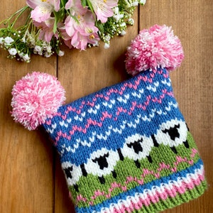 Fyne Scandi Sheep Hat Knitting Pattern Toddler Child and Adult Sizes