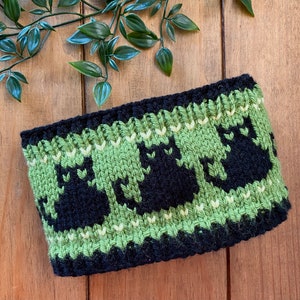 Modèle de tricot chauffe-tête Halloween Cat Fyne