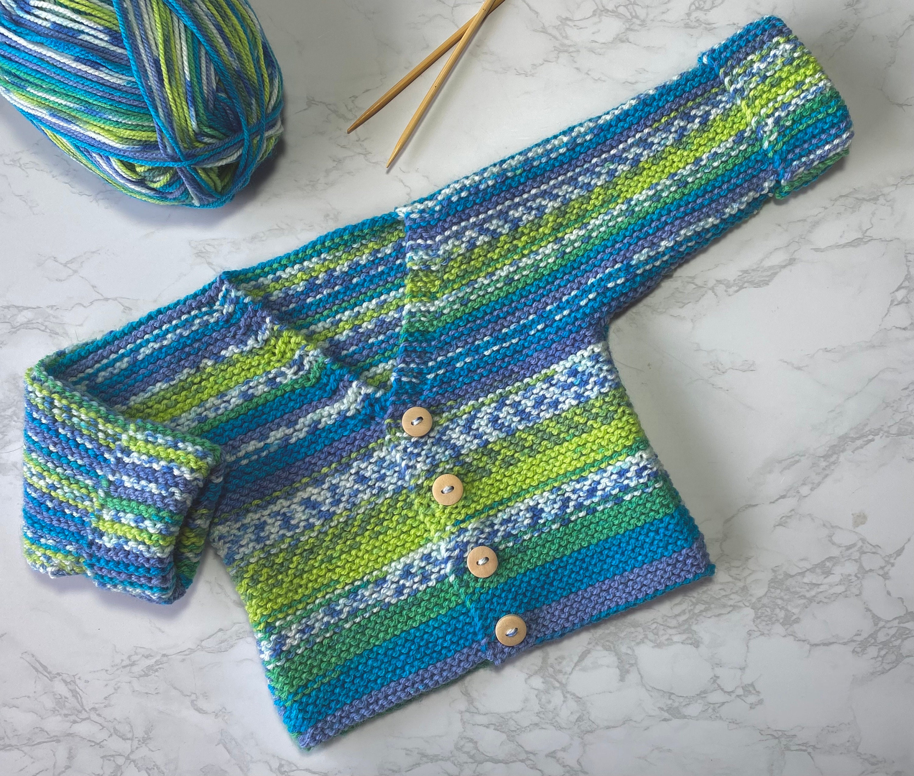 Simple One Piece DK, Aran or Chunky Cardigan Knitting Pattern for