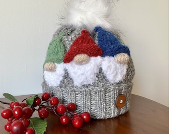 Ladies Gnome Gonk Hat Knitting Pattern Suitable for Aran Worsted Yarn