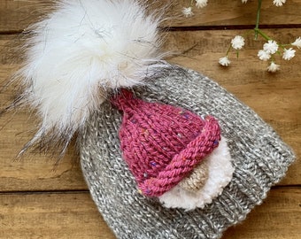 Baby and Kids Gonk Hat Knitting Pattern for Ages 0-6 Months, 6-12 Months, 1-2 Years, 2-3 Years, 4-5 Years, 6-7Years