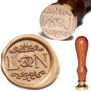 Personalised 20mm Wax Seal Stamp Ornate Design Your Initials Custom Engraved For Wedding Invitations Includes 1 Wick Wax Stick