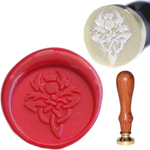 Scottish Thistle 20mm Wax Seal Stamp supplied with 1 Red Wax Stick and Choice of Pouch