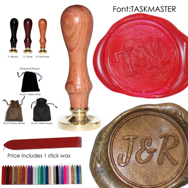 Personalised 30mm Wax Seal Stamp with or without Date Includes 1 Red Sealing Wax Stick perfect for Wedding Invitations