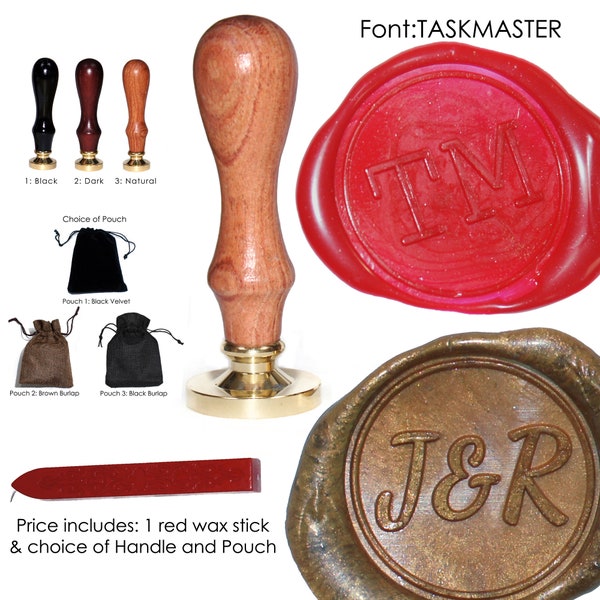 Personalised 30mm Wax Seal Stamp with or without Date Includes 1 Red Sealing Wax Stick perfect for Wedding Invitations