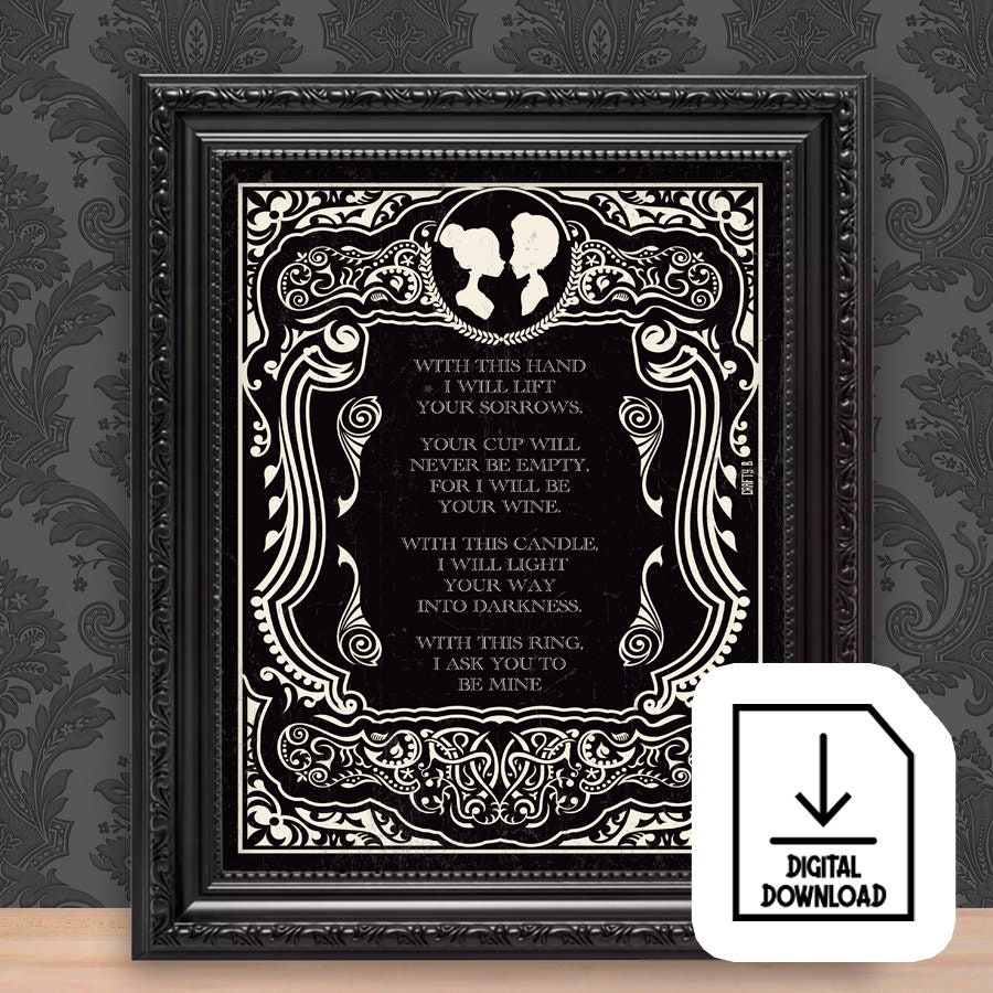 With This Hand - Corpse Bride Vows. Print yourself. Digital Download. Perfect for Weddings, Engagement and Valentines.