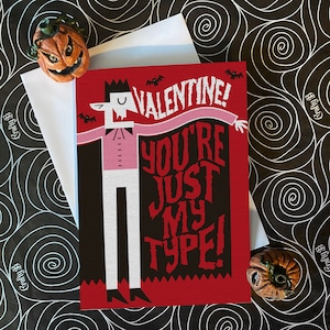 Valentine, du bist genau mein Typ! - alternativer Horror Fan, Gothic Love, Hochzeit, Verlobung, Valentinskarte. Innen leer