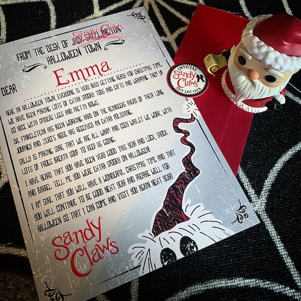 Personalised letter from Sandy Claws - alternative Halloween Christmas Letter