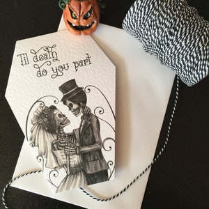 NEW COFFIN CARDS -Til Death Do You Part - Alternative anniversary, valentine, love card. Muerte gothic tattoo theme. Goth Day of the Dead