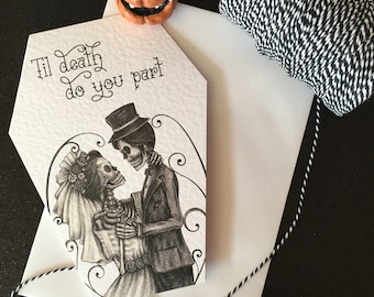 NEW COFFIN CARDS -Til Death Do You Part - Alternative anniversary, valentine, love card. Muerte gothic tattoo theme. Goth Day of the Dead