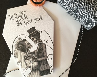 NEW COFFIN CARDS -Til Death Do You Part - Alternative anniversary, valentine, love card. Muerte gothic tattoo theme. Goth Day of the Dead