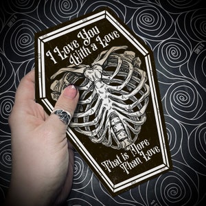 A Love More Als Love - Alternative Jahrestag, Valentinstag, Liebeskarte. Skelett Gothic niedlich. Gothic Karte. Poe