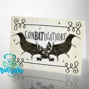 Félicitations ! Carte de félicitations sur le thème des chauves-souris - Carte de voeux alternative mariage, naissance, amour gothique