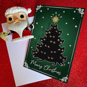 Meowy Christmas - alternative Katzen Weihnachtskarte, als Einzeln oder in Packungen erhältlich. Gothic Karte