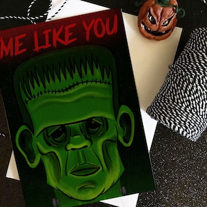Me like you - Alternative Liebe, Hochzeit, Valentinstag, Verlobung Grußkarte. Gothic,frankenstien,monster,hammer grusel