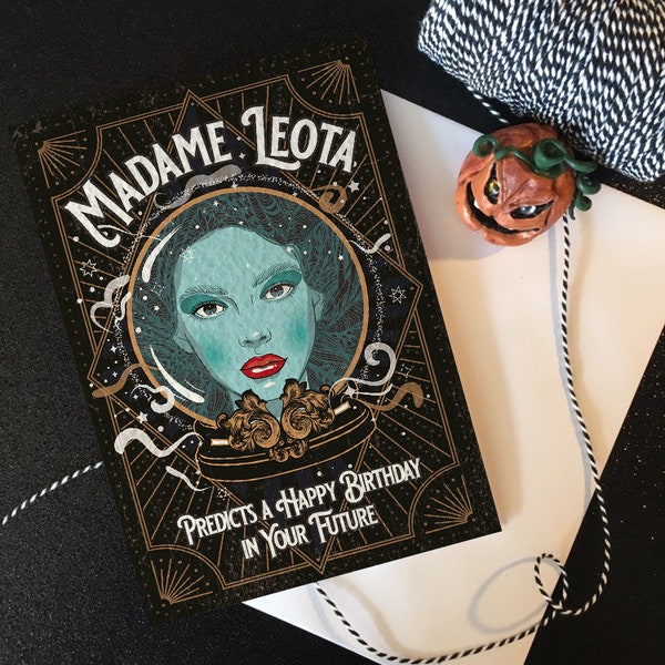 Madame Leota sagt dir alles Gute zum Geburtstag voraus! - Dunkle, alternative, spuked Mansion inspirierte gothic Geburtstagskarte. Goth. Horror.