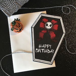 NEUE Sarg Karten - Happy Birthday Goth Bow Karte - Alternative Grußkarte. Gothic Tattoo Thema. Gothic Karte