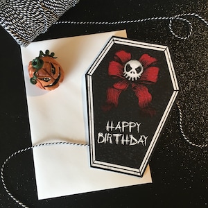 NEW COFFIN CARDS - Happy Birthday Goth Bow Card - Alternative greetings  card. Gothic tattoo theme. Goth Card