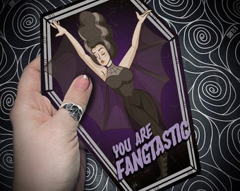 NEW COFFIN CARDS - You Are Fangtastic! - Alternative Mothers Day, Love, Birthdat card. Pinup, Vampire, Horror, Goth Card