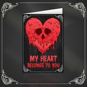 Mon coeur vous appartient - Amour alternatif, coeur dégoulinant, Saint-Valentin, carte de voeux de fiançailles. Carte gothique