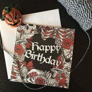 Gothic Frame Happy Birthday Karte - dunkel, alternativ, gothic Karte. Gothik. Grauen.