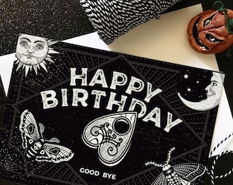 Happy Birthday spirit Board Card  - Dark, alternative, witch, wicca, gothic birthday card. Goth. Horror.