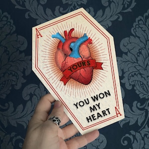 NEUE SARNKARTEN - You win my heart - Alternative Jahrestags-, Valentins-, Liebeskarte. Skelett Gothic niedlich. Gothic Karte