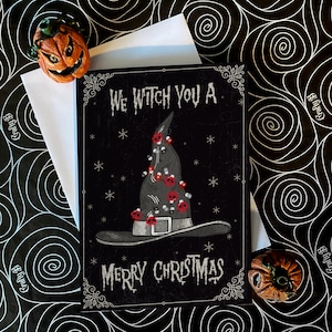 We Witch you a Merry Christmas - alternative dark gothic witchy Weihnachtskarte, einzeln oder in Sets erhältlich. Gothic Karte.