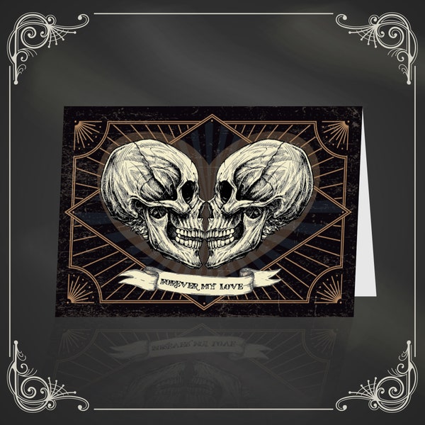 Forever my love - alternative skeleton skull gothic love wedding card
