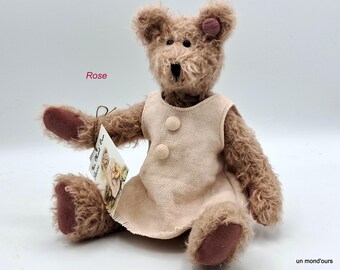 The Rose Collectible Bear, Teddy Bear, Handmade Teddy, Artist Bear, A Mondours, Mohair Bear, Collectible Bear, Teddy