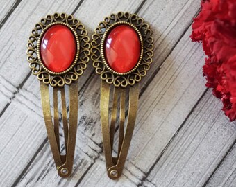 Black & Red Hair Clips/gifts for Her/christmas Gift - Etsy
