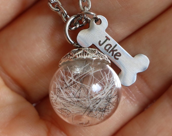 Dog Hair Keepsake Necklace With Your Doggie's Name Etsy