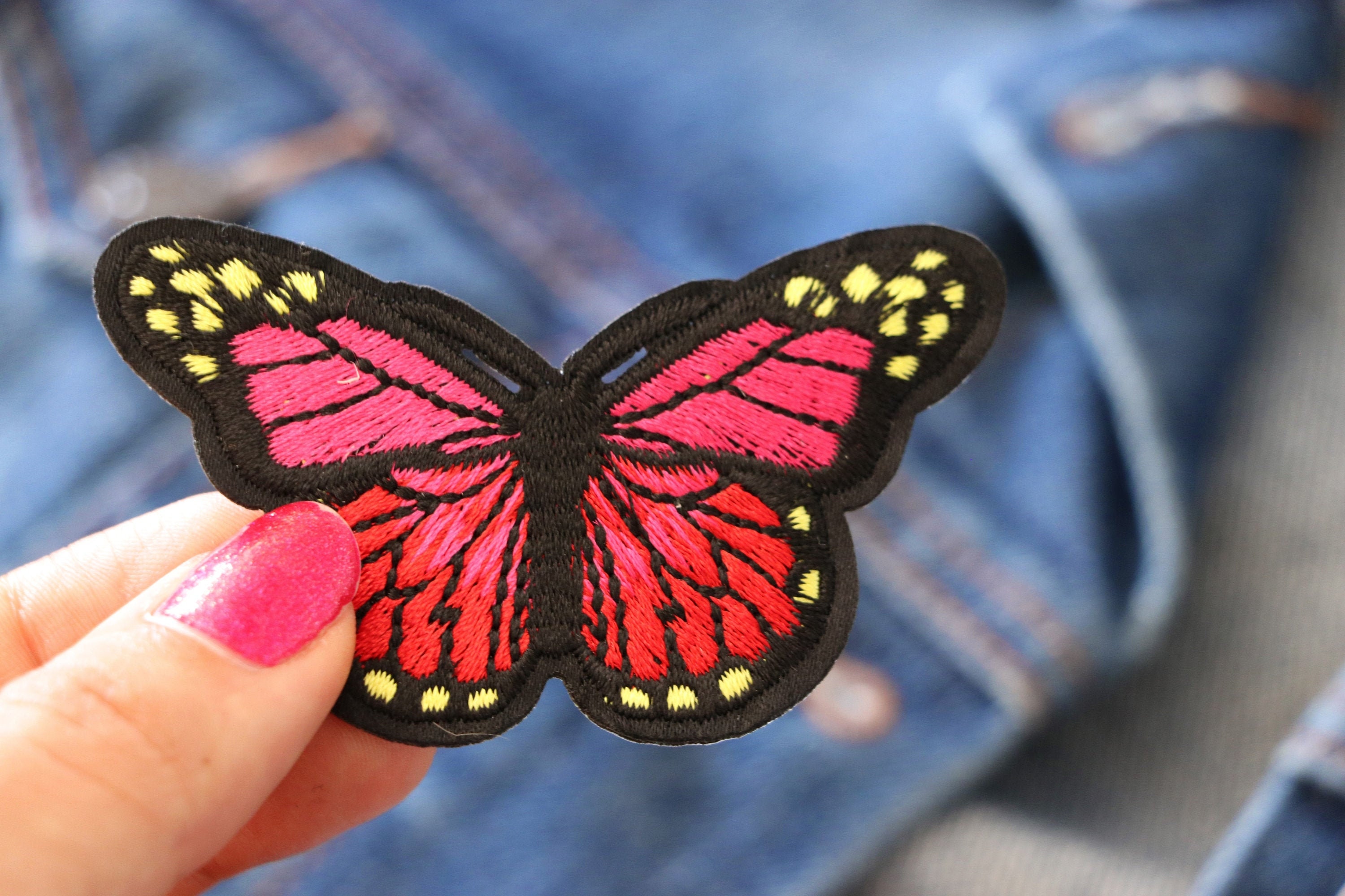 Embroidered butterfly patch iron on Aesthetic patches for Etsy