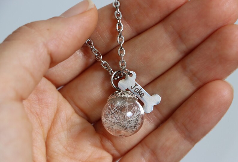 Dog Hair Keepsake Necklace With Your Doggie's Name Etsy