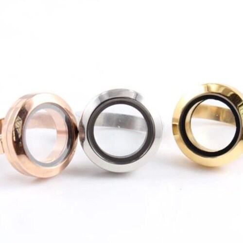 Big fillable locket ring • Large clear glass locket ring • Floating locket jewelry • Cremation ring for ashes or hair • Loss of loved one