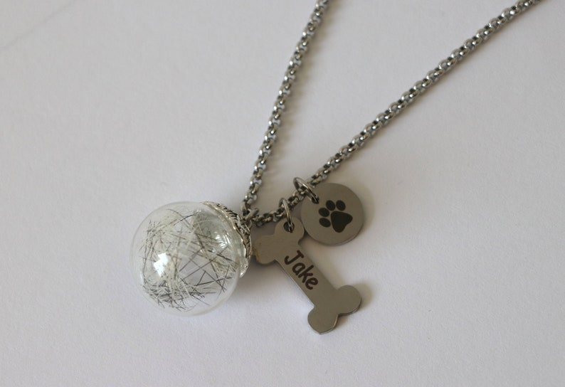 Dog Hair Keepsake Necklace With Your Doggie's Name Etsy