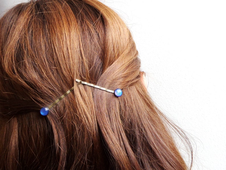 Navy Blue Bobby Pins Set Of 2 Decorative Hair Pin Celestial Etsy