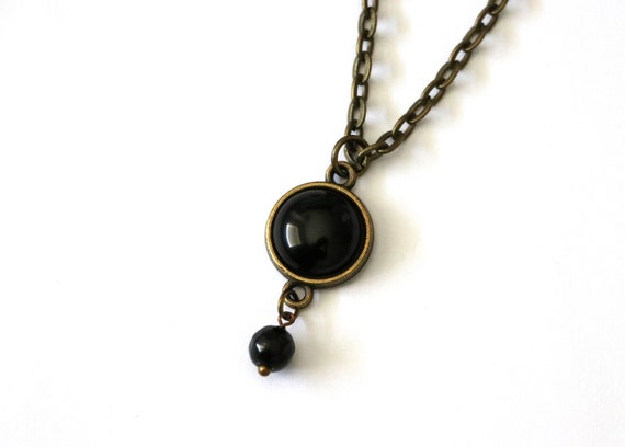 Simple Black Onyx Necklace for Women, Minimalist Black Onyx Jewelry, Goth  Necklace, Dainty Gemstone Witch Necklaces for Her, Gothic Jewelry 